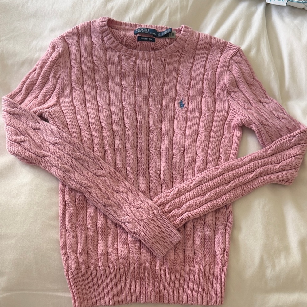 Ralph Lauren women Pink Cable Knit Crewneck Sweater